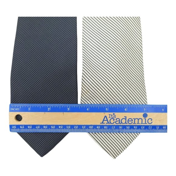 Tommy Hilfiger Silk Ties Black Pin Dot Gray Stripe USA Made Lot of 2 - Picture 5 of 10